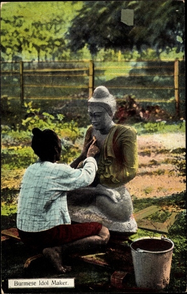 Postcard Burma Myanmar, Burmese idol maker