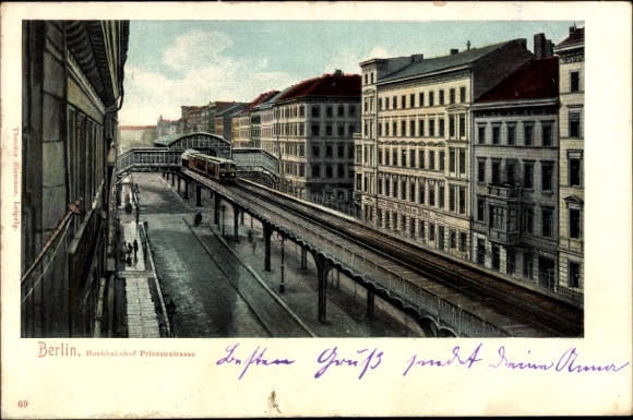 Ak Berlin Kreuzberg, Blick auf Hochbahnhof Prinzenstrasse