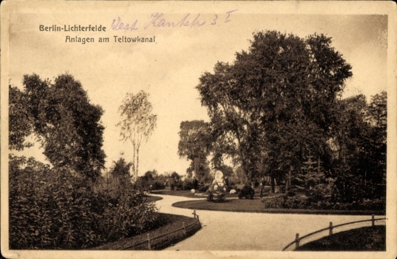 Postcard Berlin Steglitz Lichterfelde, facilities on the Teltow Canal