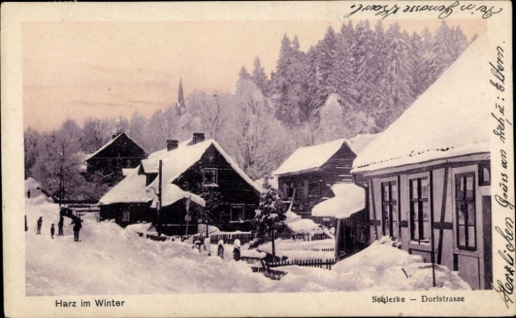 Postcard Schierke Wernigerode am Harz, local party in winter