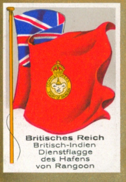 Sammelbild Ulmenried Fahnenbilder Nr. 367, Britisches Reich, Britisch-Indien, Dienstflagge, Rangoon