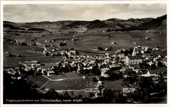 Postcard Oberstaufen in Allgäu, aerial photograph