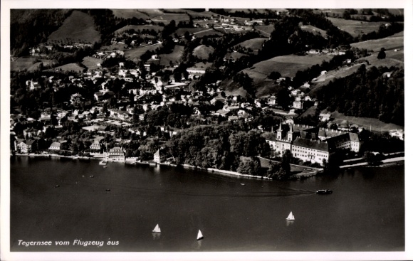 Postcard Tegernsee in Upper Bavaria, aerial photograph