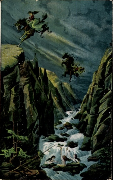 Artist Postcard The Legend of the Rosstrappe, Felsen, Thale im Harz, Bodetal