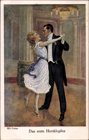 Artist Postcard Fisher, Bill, The First Heartbeat, Dancing Couple