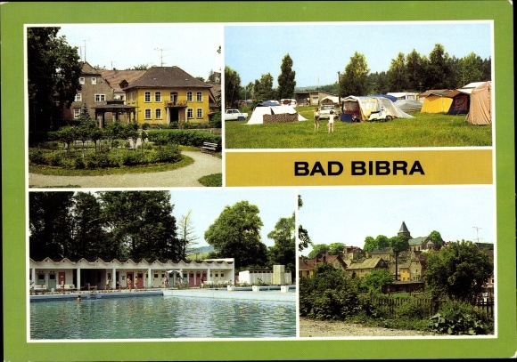 Postcard Bad Bibra in the Burgenland district, health resort, campsite, partial view, forest pool