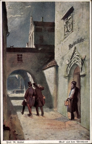 Artist Postcard Knötel, R., degrees from the tavern