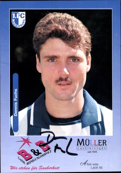 Autogrammkarte Fußballer Dennis Fuchs, 1. FC Magdeburg, Autogramm