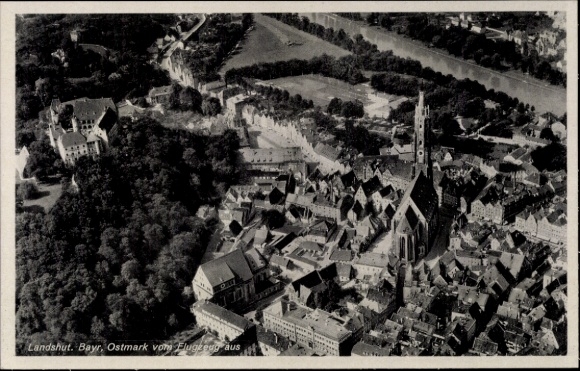 Postcard Landshut in Lower Bavaria, aerial photograph