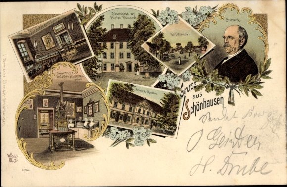 Chromo-Litho Schönhausen Elbe Saxony Anhalt, Prince Otto von Bismarck, birth house, interior view