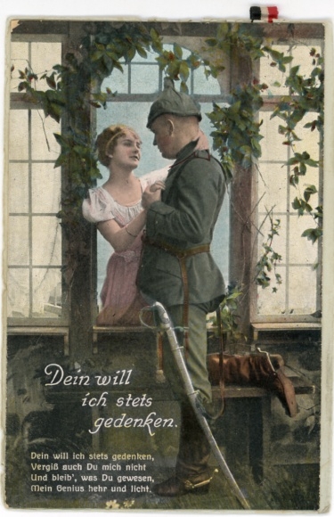 Postcard I will always remember you, soldier with wife