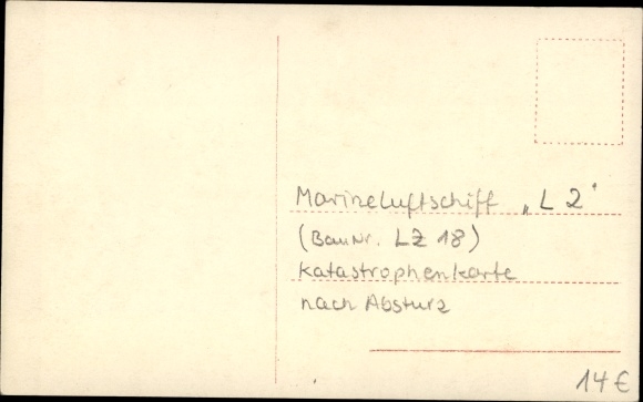 Postcard disaster of the naval airship L II LZ 18 October 1913, zeppelin, soldiers in uniforms