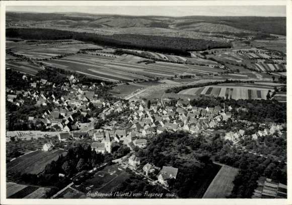 Postcard Großaspach Aspach near Backnang Württemberg, aerial view of rural surroundings, view from