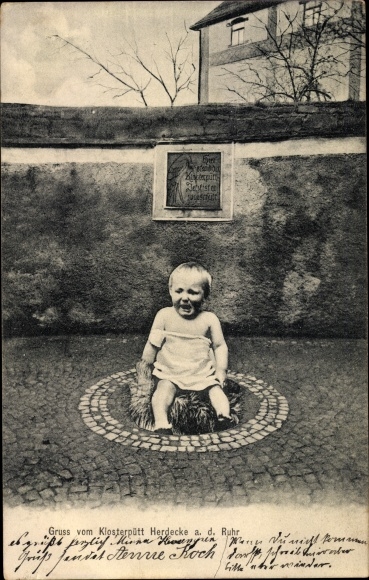 Ansichtkaart Herdecke an der Ruhr, Klosterpütt, fotomontage, zittende peuter