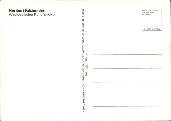 Postcard journalist and presenter Heribert Faßbender, portrait, autograph