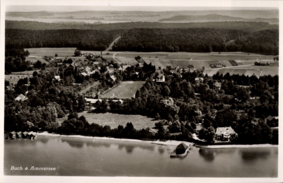 Postcard Buch am Ammersee Inning Upper Bavaria, aerial photograph