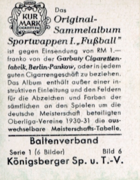 Obraz kolekcjonerski herb sportowy, piłkarski, Związek Bałtycki, Königsberger Sp. i TV, zdjęcie nr 6