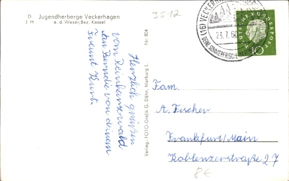 Postcard Veckerhagen Reinhardshagen on the Weser, view of the youth hostel
