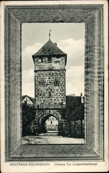 Ak Wolframs Eschenbach in Beieren, benedenpoort, jeugdherberg