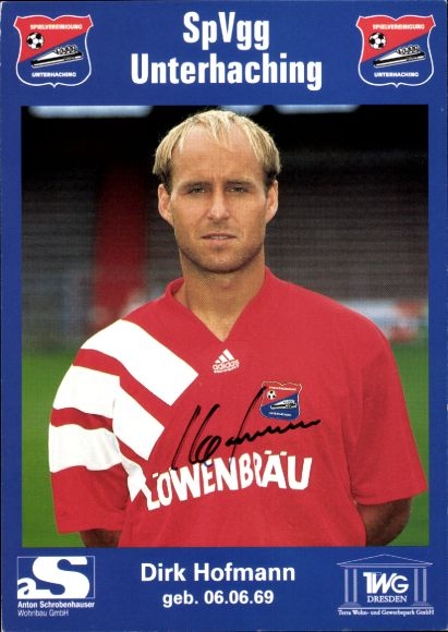 Autograph card footballer Dirk Hofmann, SpVgg Unterhaching, autograph