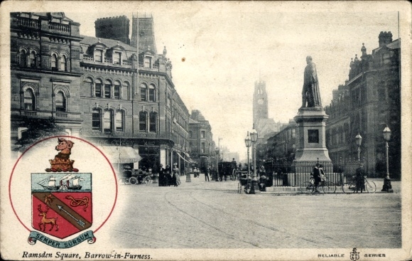 Postcard Barrow in Furness Cumbria England, Ramsden Square