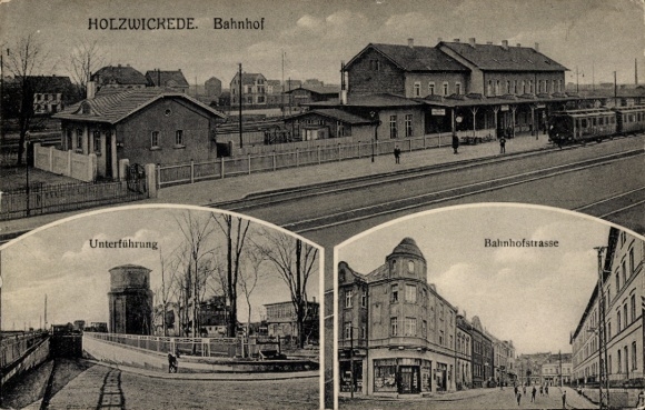 Postcard Holzwickede in the Ruhr area, railway station track side, underpass, Bahnhofstraße