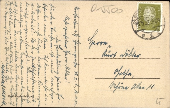 Postcard Nordhausen in Thuringia, Blasiistraße with Lyceum, Cathedral in the background