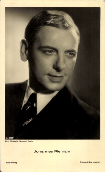 Postcard actor Johannes Riemann, portrait, Ross Verlag, autograph