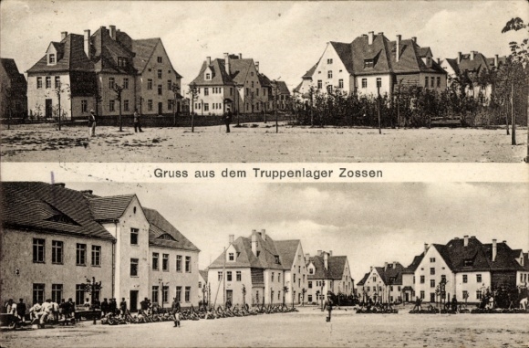 Postcard Zossen in Brandenburg, military camp, buildings, street views