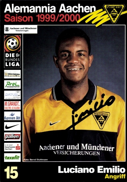 Handtekeningkaart voetballer Luciano Emilio, Alemannia Aachen, handtekening