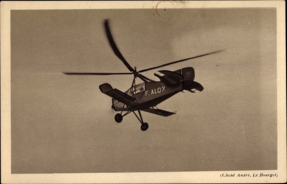 Postcard Autogire La Cierva, Helicopter F. ALOX