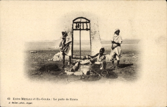Ak El Golea Algerien, Brunnen von Zirara