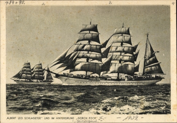 Ak Segelschulschiffe Albert Leo Schlageter und Gorch Fock, Kriegsmarine