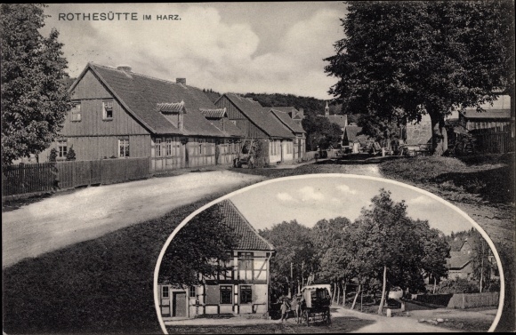 Ansichtkaart Rothesütte Ellrich Harz Thüringen, stadsgezicht, straatgedeelte