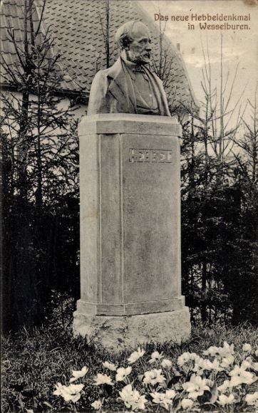 Ak Wesselburen in Dithmarschen, het nieuwe Hebbelmonument