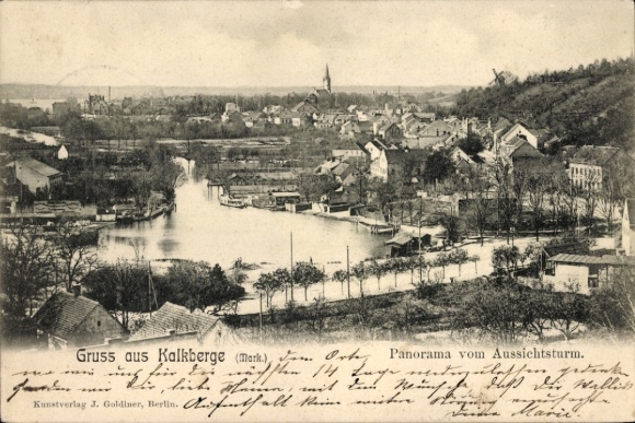 Ak Rüdersdorf bij Berlijn, kalkstenen bergen, panorama vanaf de uitkijktoren met Kesselsee, windmolen
