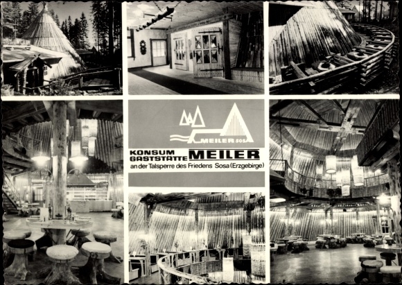 Postcard Sosa Eibenstock in the Ore Mountains, consumer restaurant Meiler