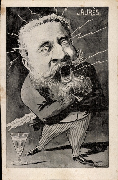Artysta KP francuski polityk Jean Jaures, portret, karykatura