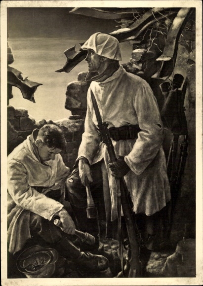 Artist PC Dielmann, Watch in the East, infantry with white snow shirt, Wehrmacht, HDK 521