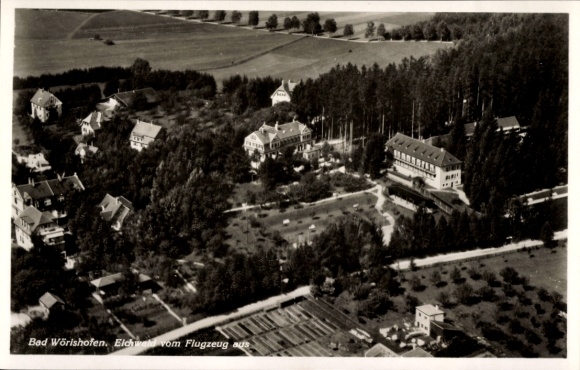 Postcard Bad Wörishofen in the Swabian district of Unterallgäu, aerial photograph of the town