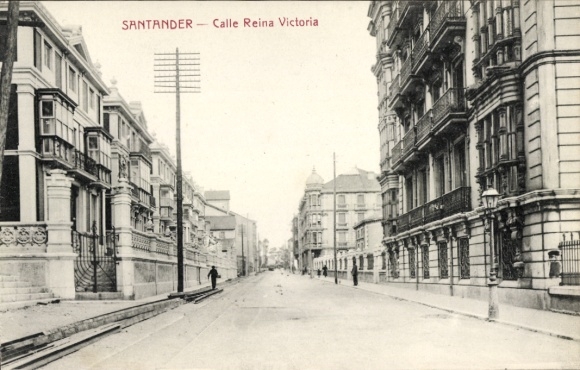 Postcard Santander Cantabria España, Calle Reina Victoria