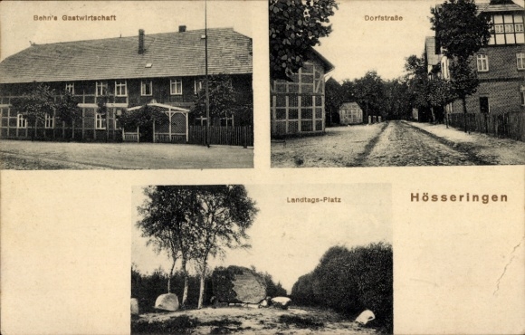 Ak Hösseringen Suderburg Niedersachsen, Dorfstraße, Landtagsplatz, Behn´s Gastwirtschaft