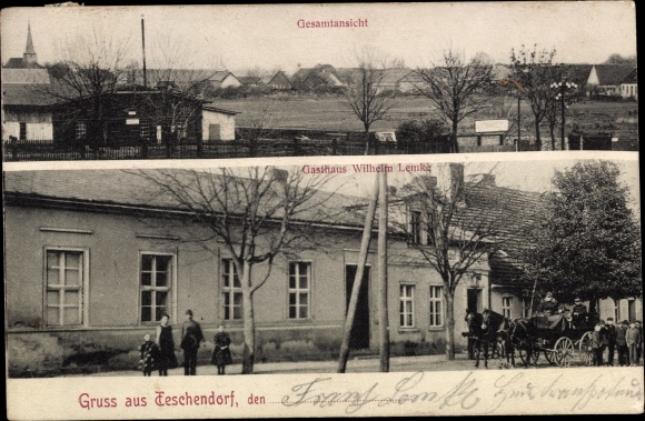 Postcard Teschendorf in der Mark, Panorama, Inn Wilhelm Lemke