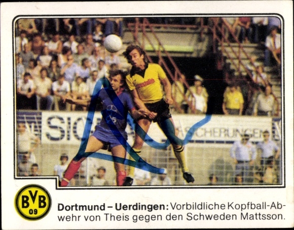 Obraz kolekcjonerski piłka nożna 1980, zdjęcie nr 82, Dortmund-Uerdingen, Theis, Mattsson