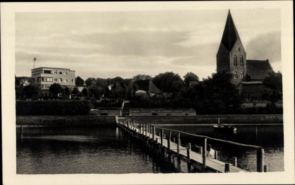 Postcard Ostseebad Rerik in the Rostock district, spa house, church, pier