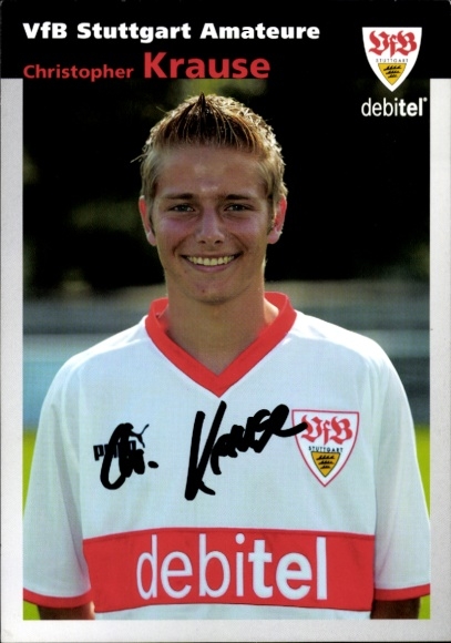 Autogrammkarte Fußballer Christopher Krause, VFB Stuttgart, Autogramm