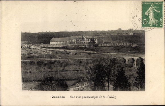 Ak Conches Eure, Une Vue panoramique de la Vallee