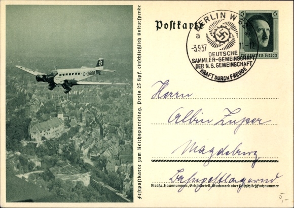 Ganzachen Ak Junkers Ju 52 Immelmann II, D 2600, Lufthansa, Hitlers Privatflugzeug