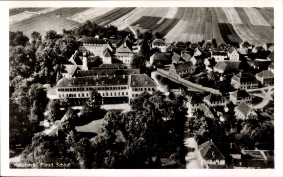 Postcard Wallerstein in Swabia, Princely Castle, aerial photograph