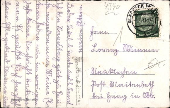 Postcard Gladbeck in the Ruhr area of Westphalia, town hall